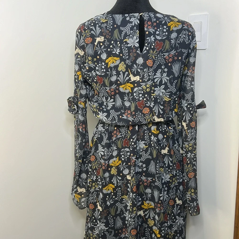 Lauren Conrad Floral Unicorn Ruffle flower Navy Mini dress Woman’s size XS - Picture 9 of 9